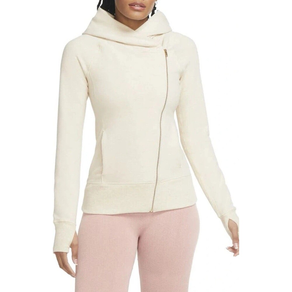 Nike YOGA Beige Zip Hoodie Jacket Activewear Women’s Size XL Soft & Warm